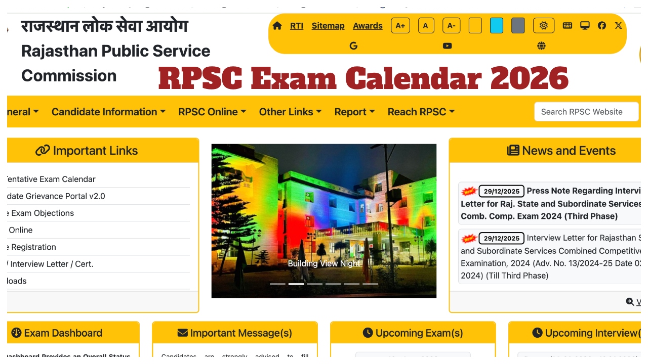 RPSC Exam Calendar 2026 –...
