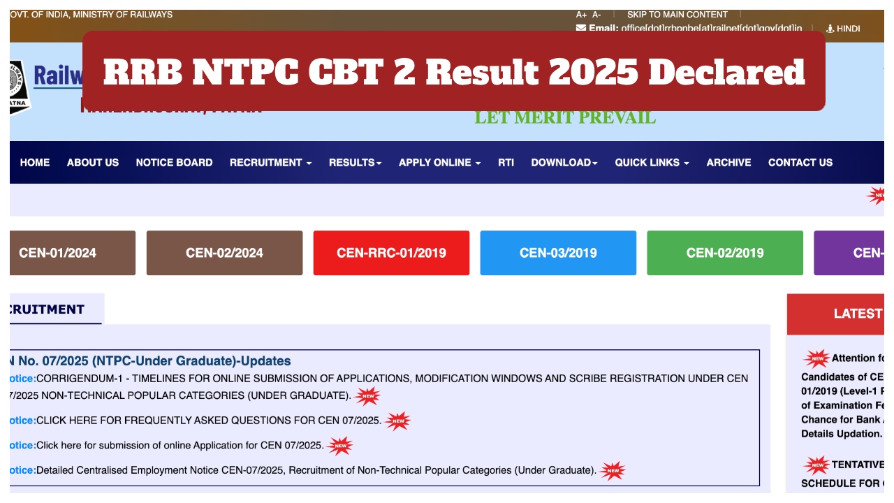 RRB NTPC CBT 2 Result...