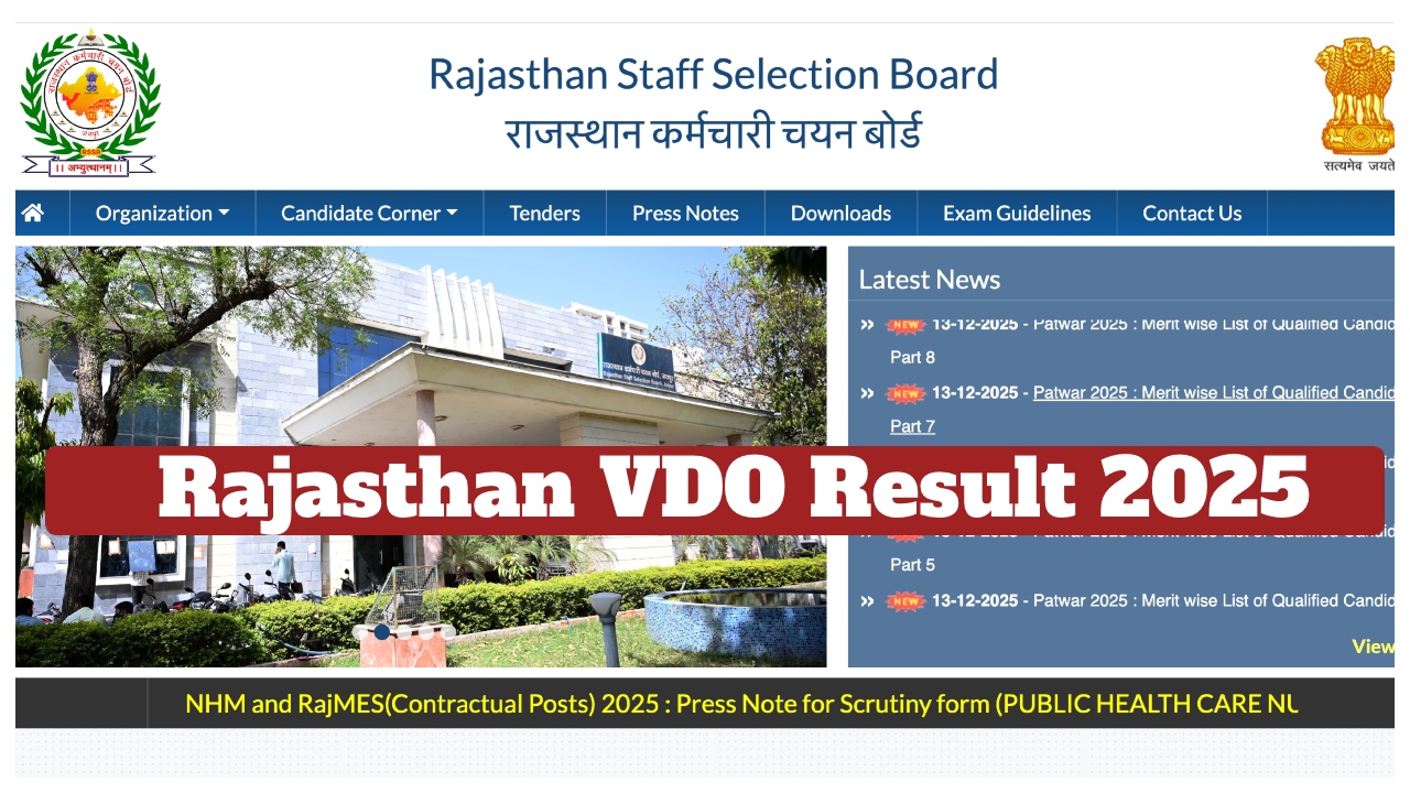 Rajasthan VDO Result 2025 –...
