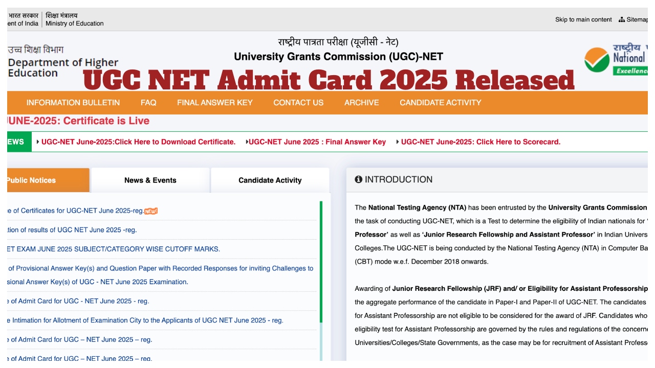UGC NET Admit Card 2025...