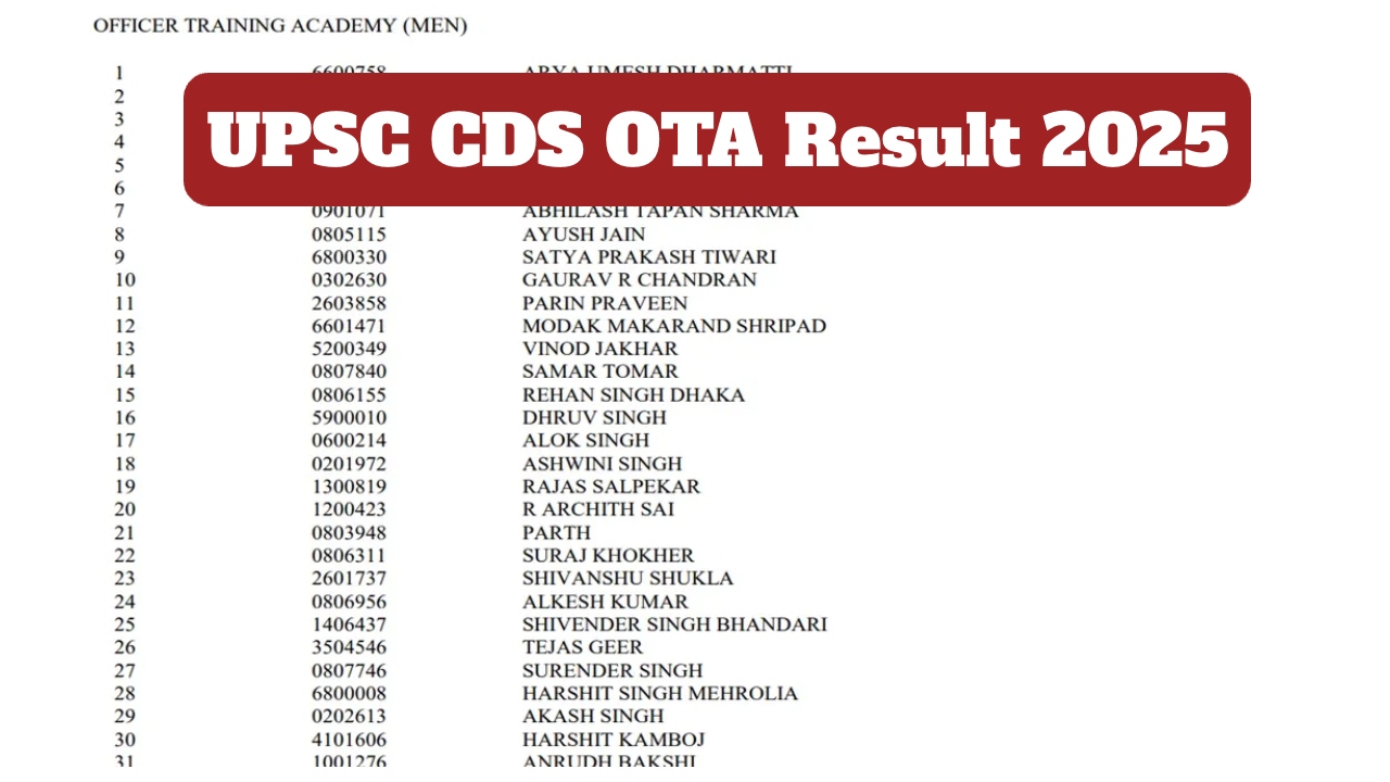 UPSC CDS OTA Result 2025...