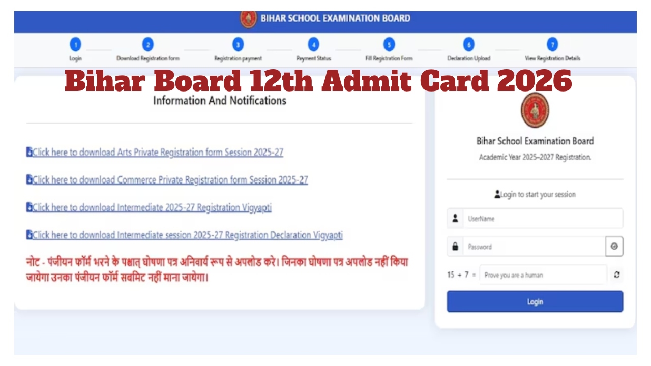 Bihar Board 12th Admit Card...