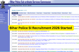 Bihar Police SI Recruitment 2026 Started – Apply Online https://bpssc.bihar.gov.in