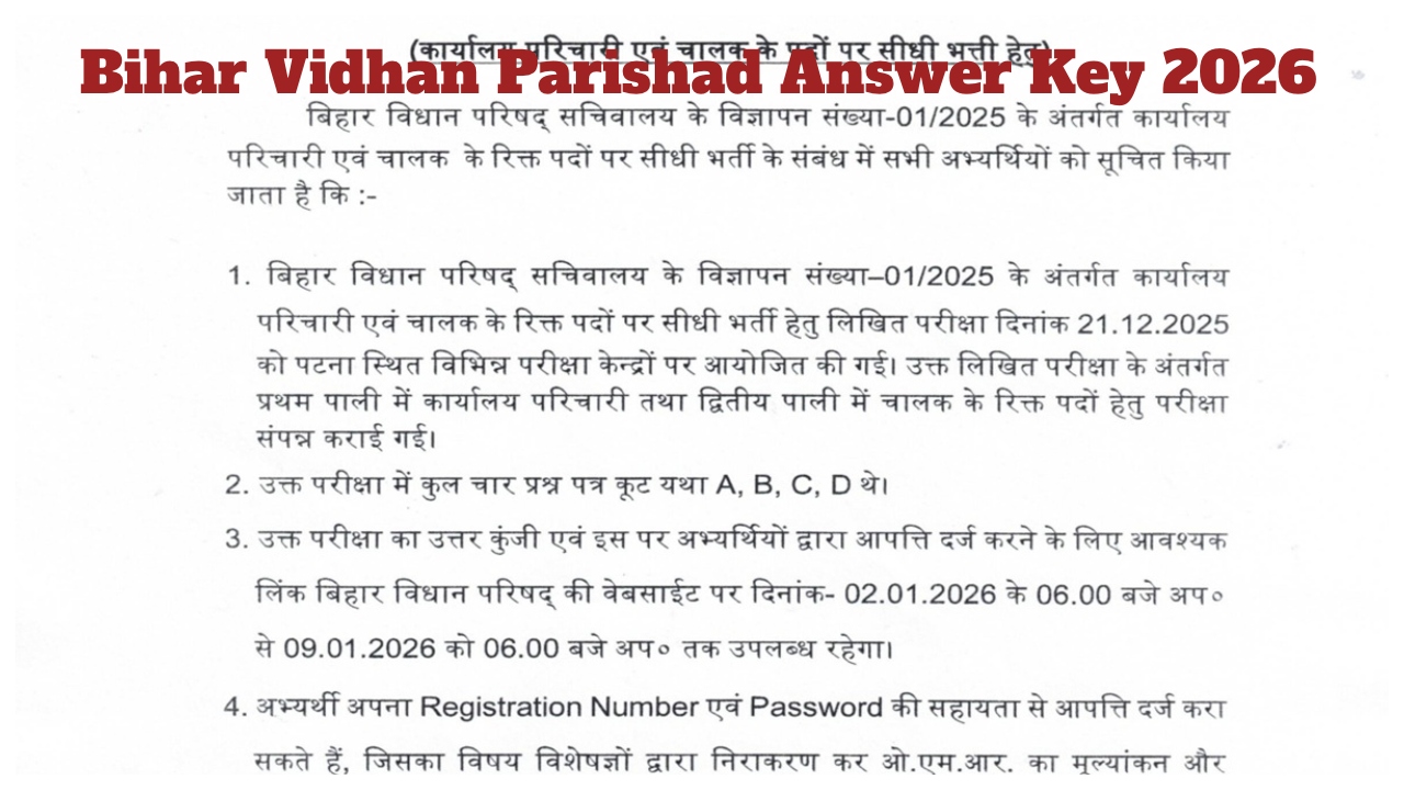 Bihar Vidhan Parishad Answer Key...