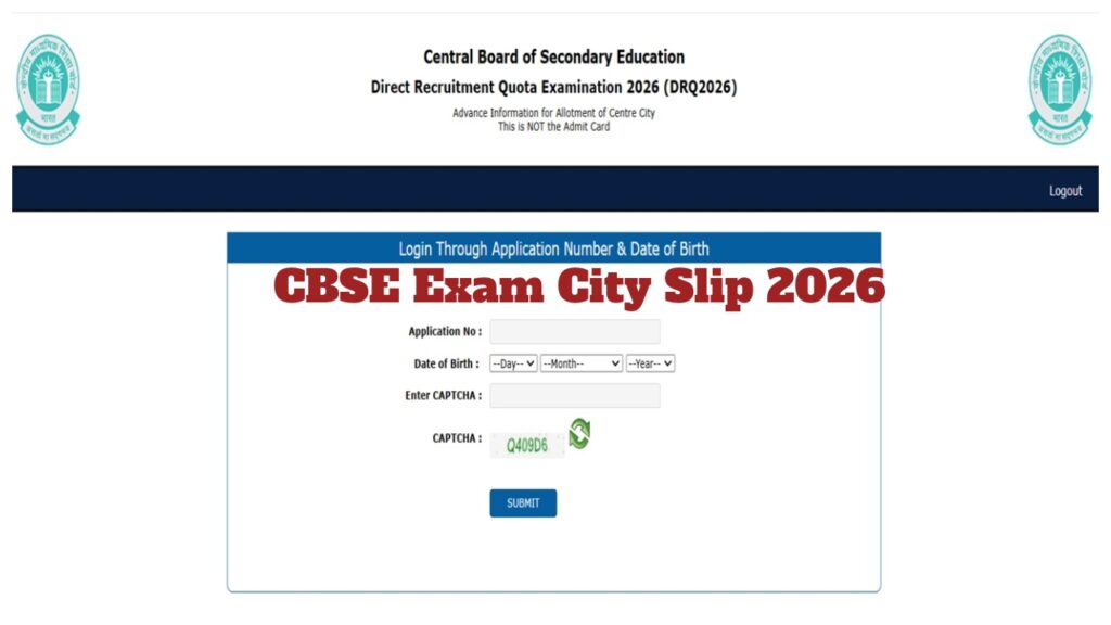 CBSE Exam 2026 – Direct Link to Download City Slip at www.cbse.gov.in