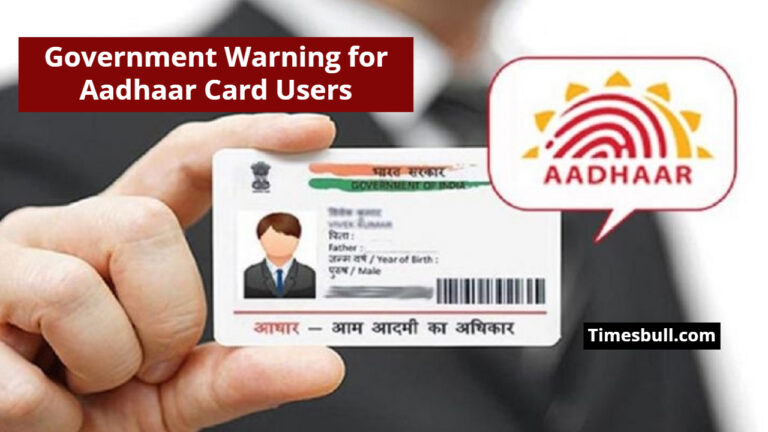 Government Warning for Aadhaar Card Users