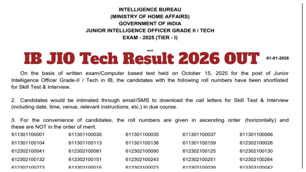 Ib Jio Tech Result 2026 Out