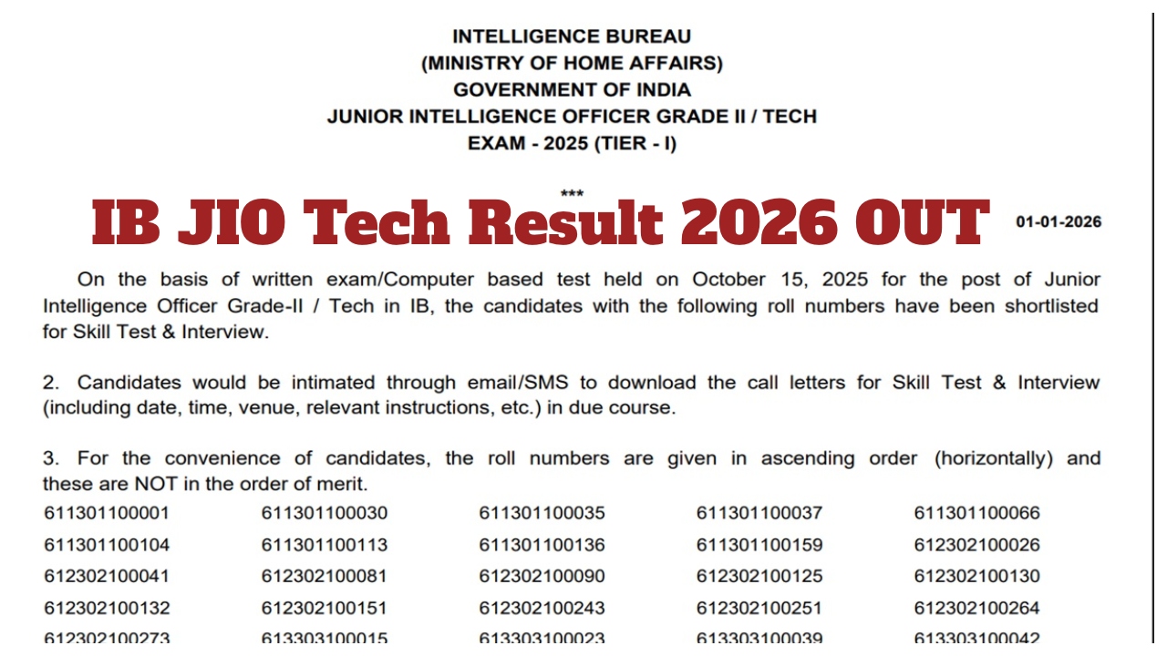 IB JIO Tech Result 2026...