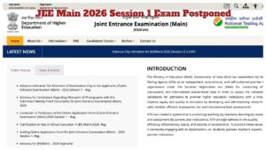 JEE Main 2026 Session 1 Exam Postponed – NTA Reschedules Jan 23 Exam, Hall Ticket at jeemain.nta.nic.in