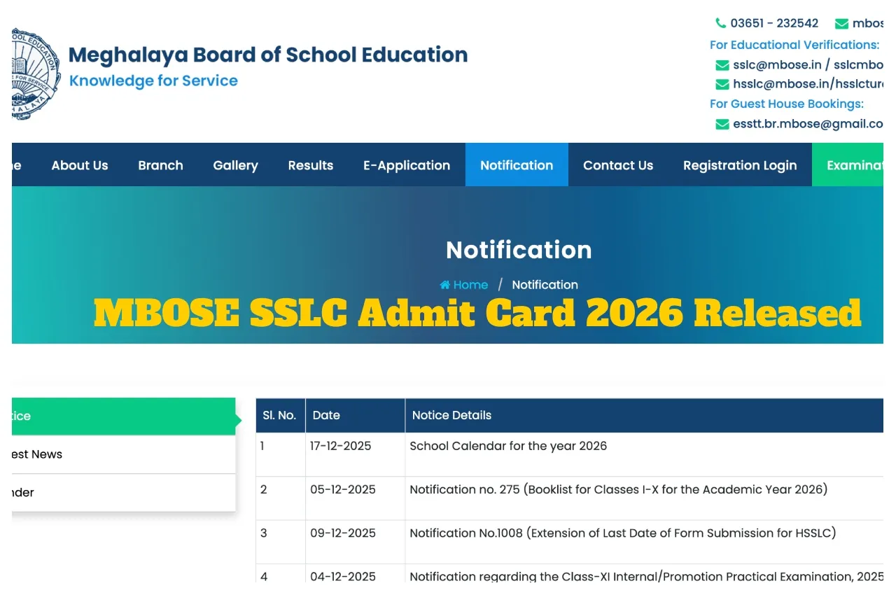 Mbose Sslc Admit Card 2026 Released
