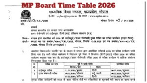 MP Board 10th & 12th Revised Time Table 2026 – Check Full Schedule for 10th & 12th, Download PDF