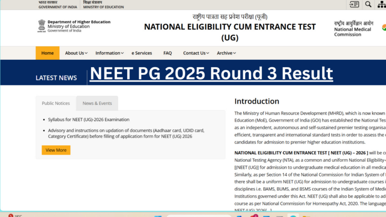 NEET PG 2025 Round 3 Result