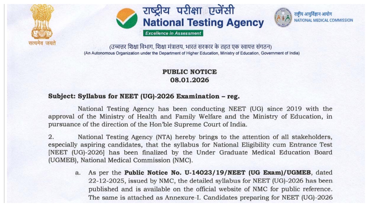NEET UG 2026 Syllabus Released...