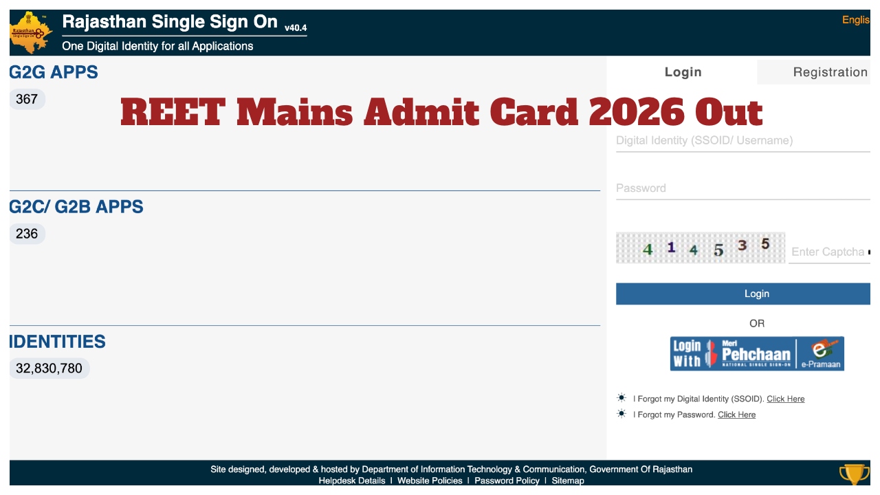 REET Mains Admit Card 2026...