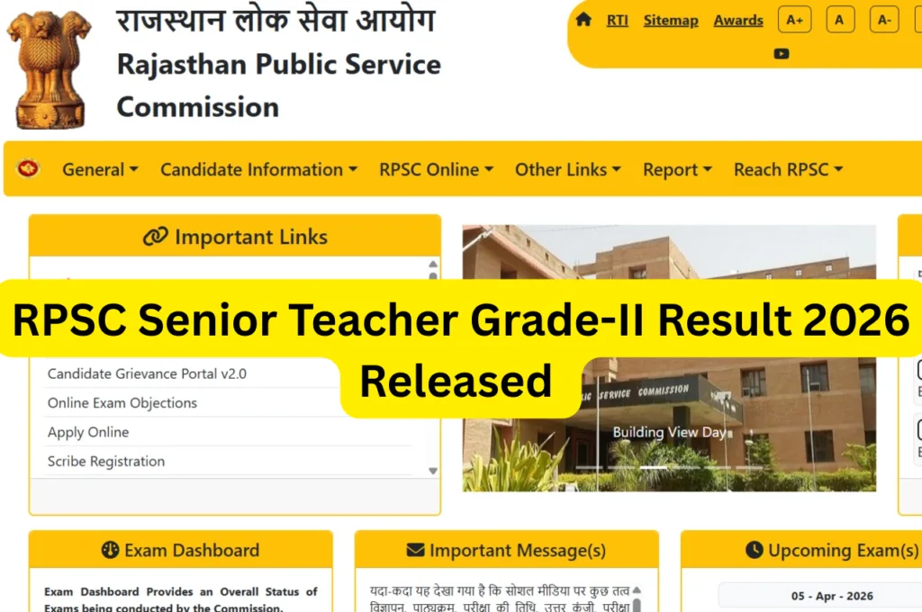 RPSC Senior Teacher Grade-II Result 2026 Released – Merit List PDF Download rpsc.rajasthan.gov.in