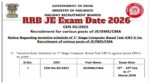 RRB JE Exam Date 2026