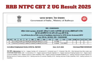 RRB NTPC CBT 2 UG Result 2025 – Check Zone-Wise Merit List and Cut-Off PDF at rrbcdg.gov.in