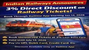 Indian Railways Ticket Discount 2026: Get 3% Direct Fare Cut via RailOne App from Jan 14
