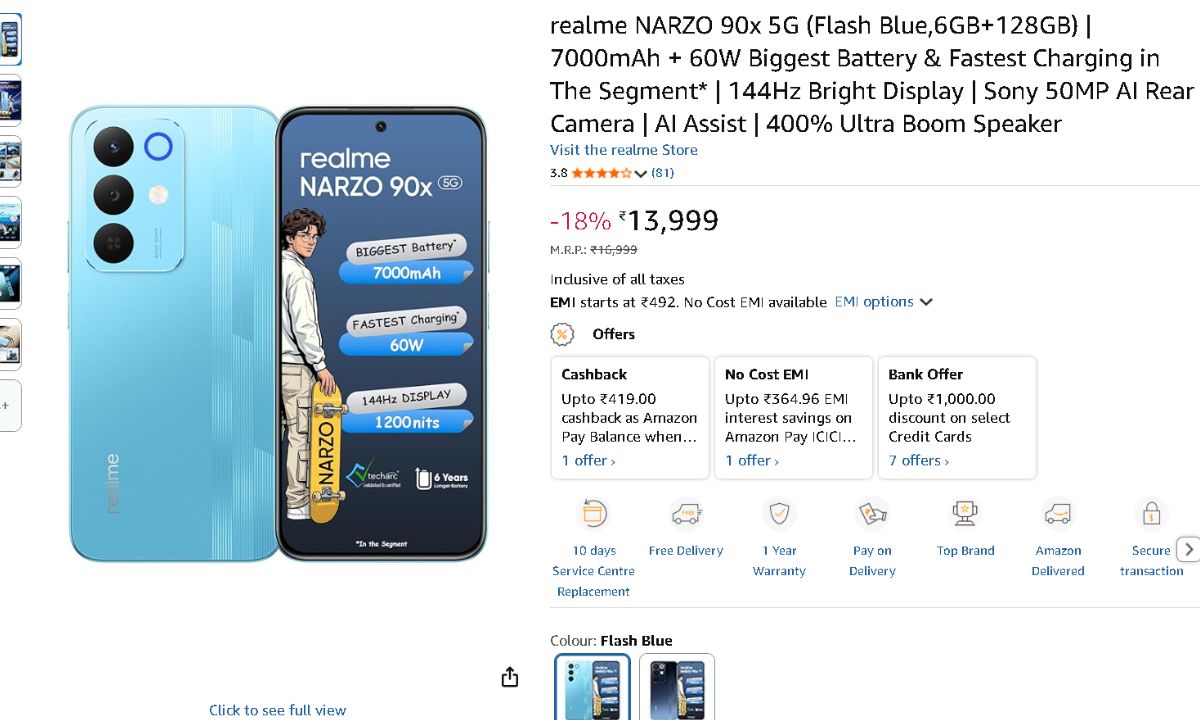 Realme Narzo 90x 5G with 7000mAh battery Is available At Rs 13,999 Discount on Amazon 2 Realme Narzo