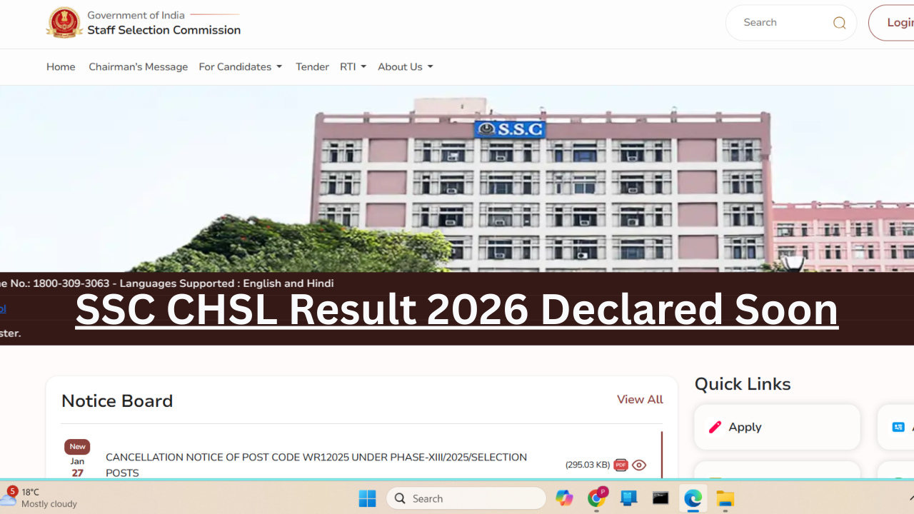 SSC CHSL Result 2026 Declared Soon