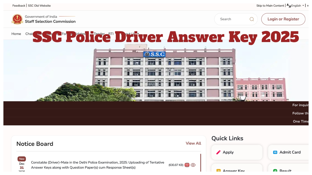 SSC Police Driver Answer Key...