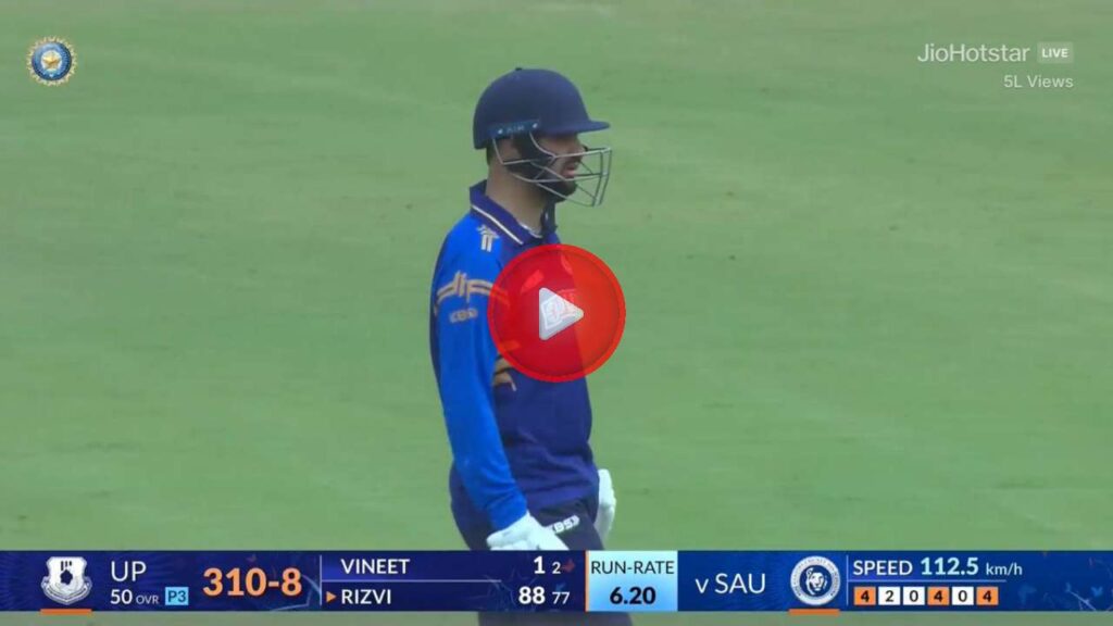 Watch — Sameer Rizvi’s powerful shot in 88* run knock in VHT 2025-26 match