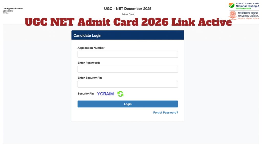 UGC NET Admit Card 2026 Link Active – Download Hall Ticket for Jan 3, 5, 6, and 7 Exams at ugcnet.nta.nic.in
