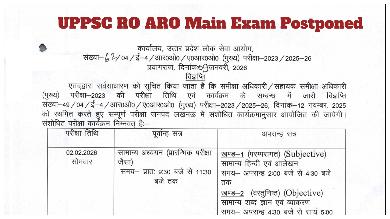 UPPSC RO ARO Main Exam...