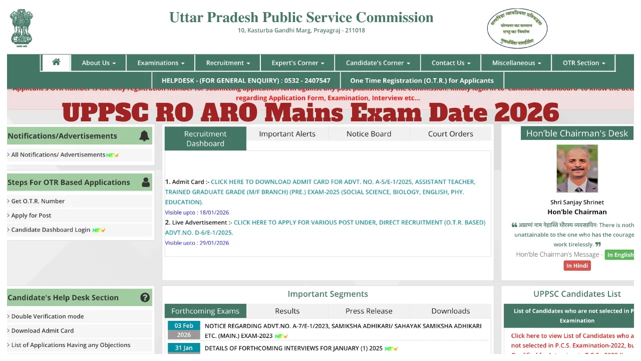Uppsc Ro Aro Mains Exam Date 2026