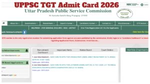 UPPSC TGT Admit Card 2026 OUT Today – How to Download TGT Hall Ticket at uppsc.up.nic.in