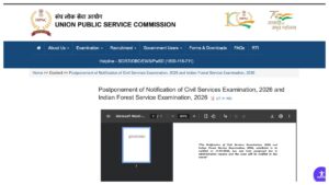 UPSC CSE 2026 Notification Postponed – Civil Services & IFS Exam Notice Delayed; Check Official Update at upsc.gov.in