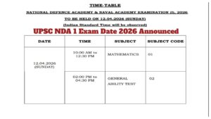 UPSC NDA 1 Exam Date 2026 Announced – NDA/NA-I Exam on April 12, Download Shift Timings