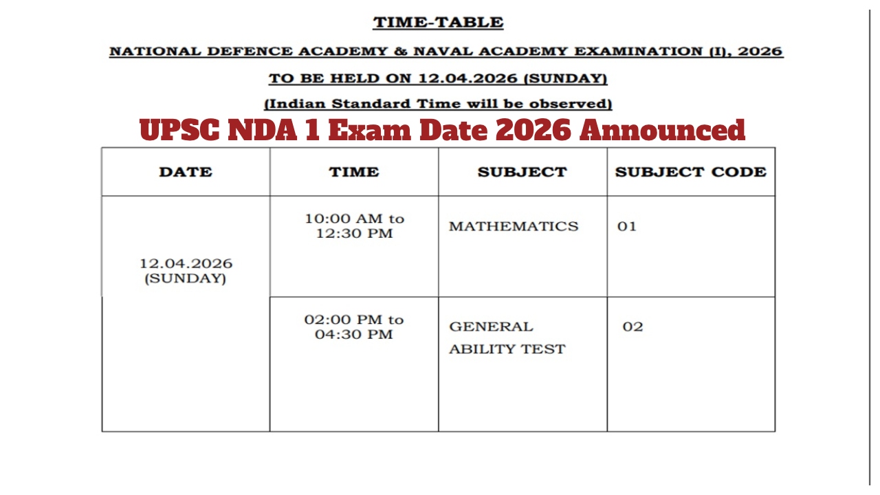 UPSC NDA 1 Exam Date...
