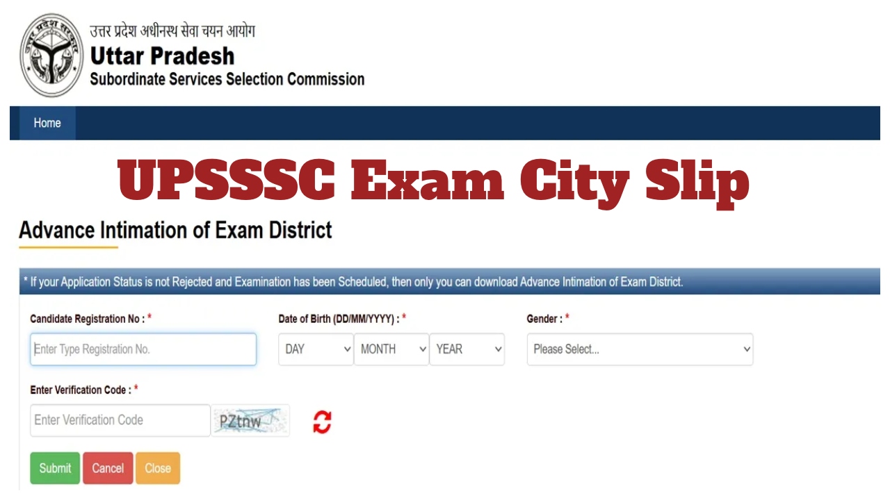 UPSSSC Exam City Slip –...