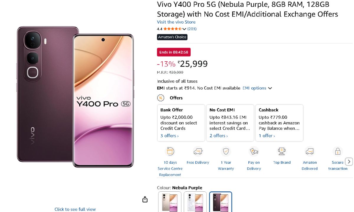 Vivo Y400 Pro Now At 15% Discount on Amazon: excellent selfie camera for creating reels 2 Vivo Y400 Pr