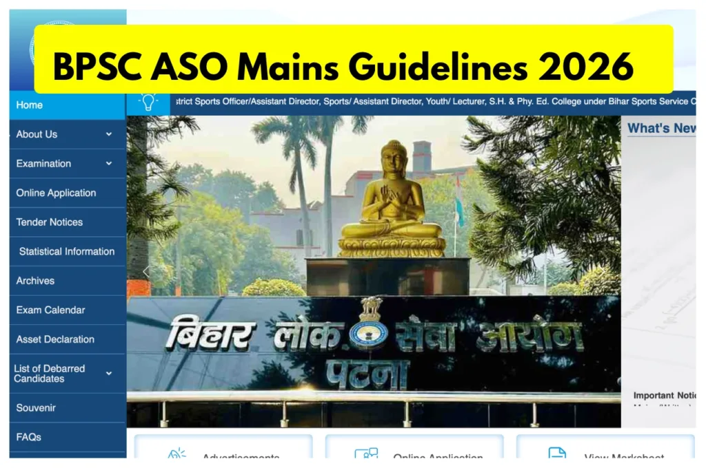 Bpsc Aso Mains Guidelines 2026