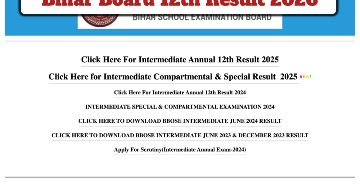 Bihar Board 12th Result 2026 – How to Check Scorecard at biharboardonline.bihar.gov.in