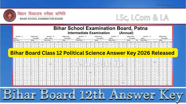 Bihar Board Class 12 Political Science Answer Key 2026 Released