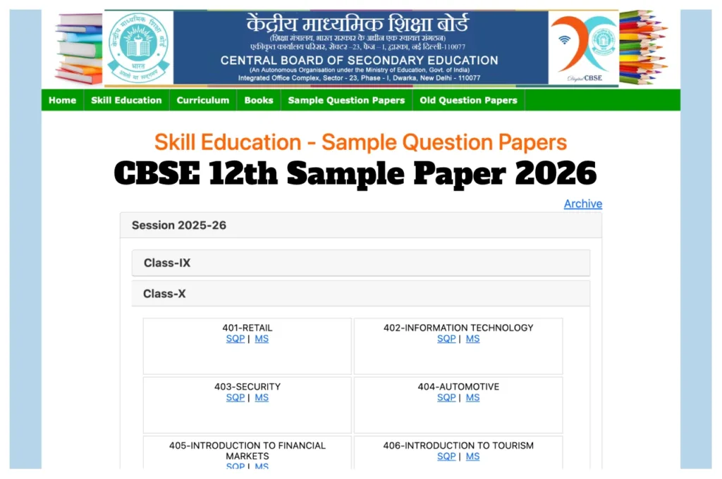 Cbse 12th Sample Paper 2026