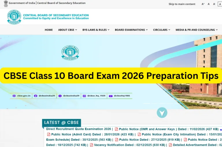CBSE Class 10 Board Exam 2026 Preparation Tips
