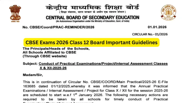 CBSE Exams 2026 Class 12 Board Important Guidelines