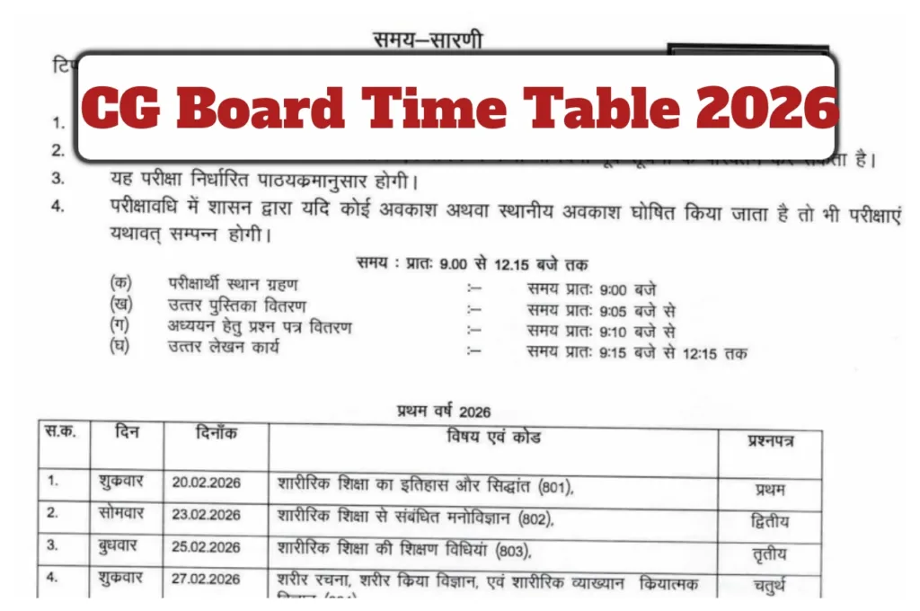 CG Board Time Table 2026