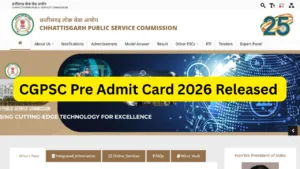 CGPSC Pre Admit Card 2026 Released - Download State Services Hall Ticket at psc.cg.gov.in in Education category
