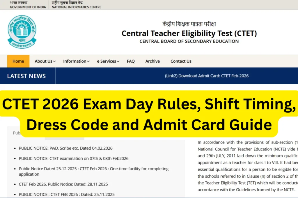 CTET 2026 Exam Day Rules, Shift Timing, Dress Code and Admit Card Guide – ctet.nic.in