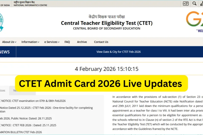CTET Admit Card 2026 Live Updates