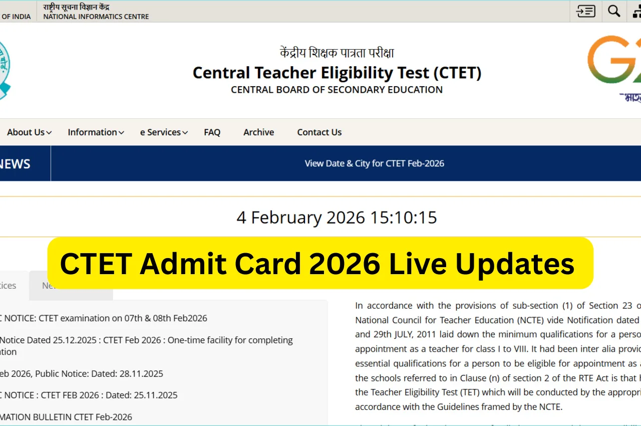 CTET Admit Card 2026 Live Updates