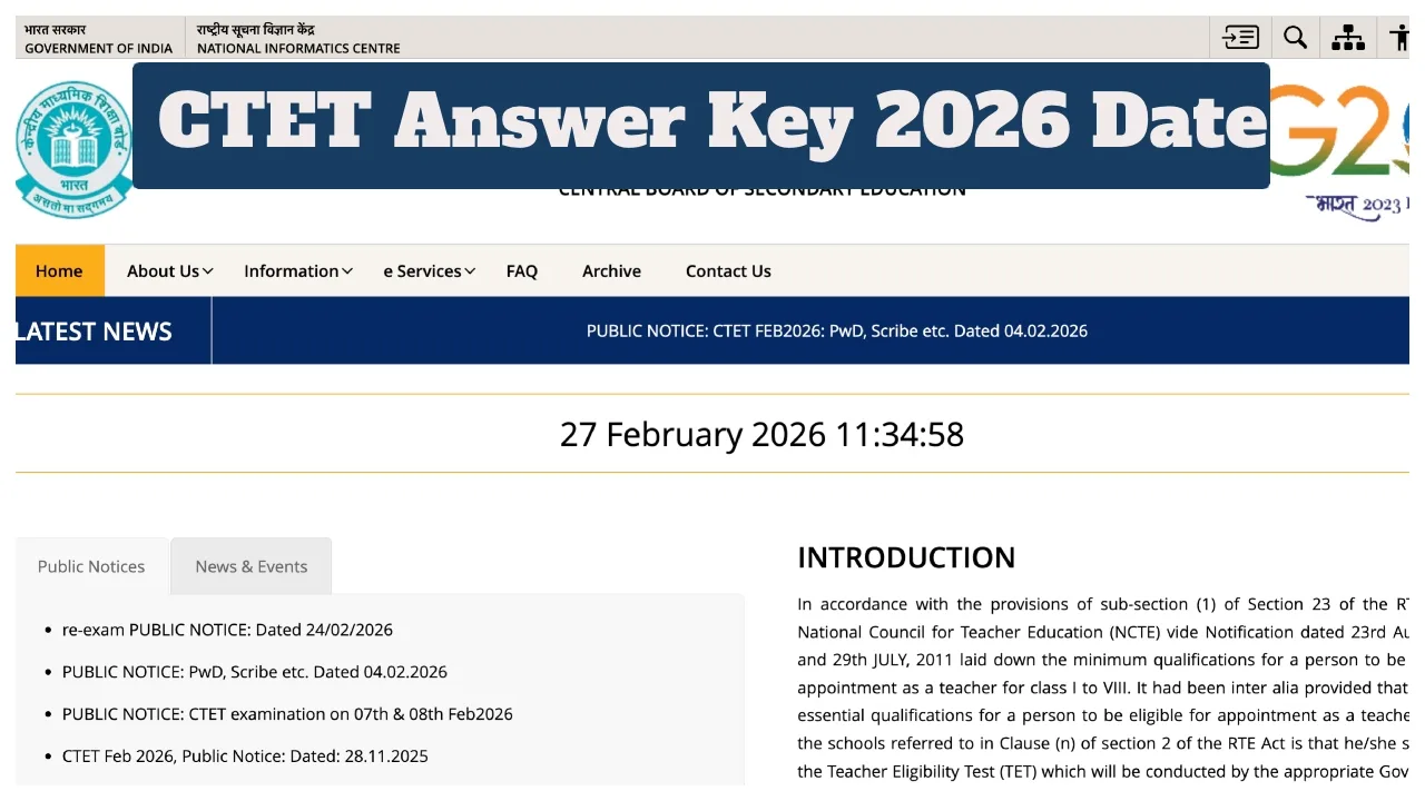 Ctet Answer Key 2026 Date