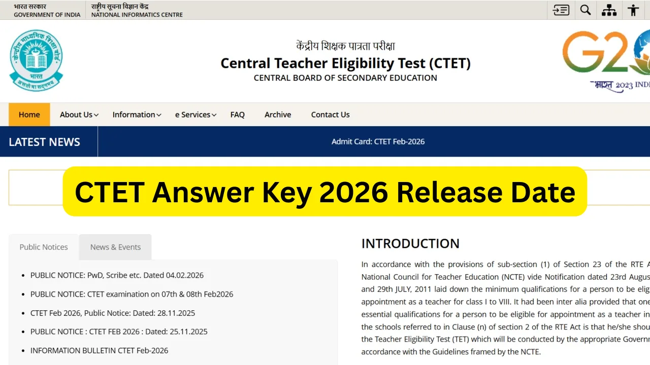 CTET Answer Key 2026 Release Date – Provisional Key Soon at ctet.nic.in