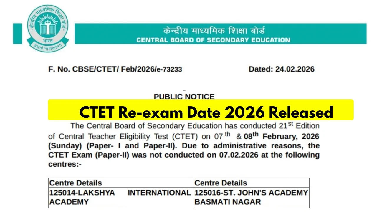 Ctet Re Exam Date 2026 Released