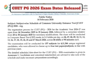 CUET PG 2026 Exam Dates Announced - Direct Link to Downalod Subject-Wise Schedule at exams.nta.nic.in in Education category
